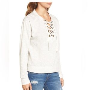SOCIALITE Grey Lace Up Pullover